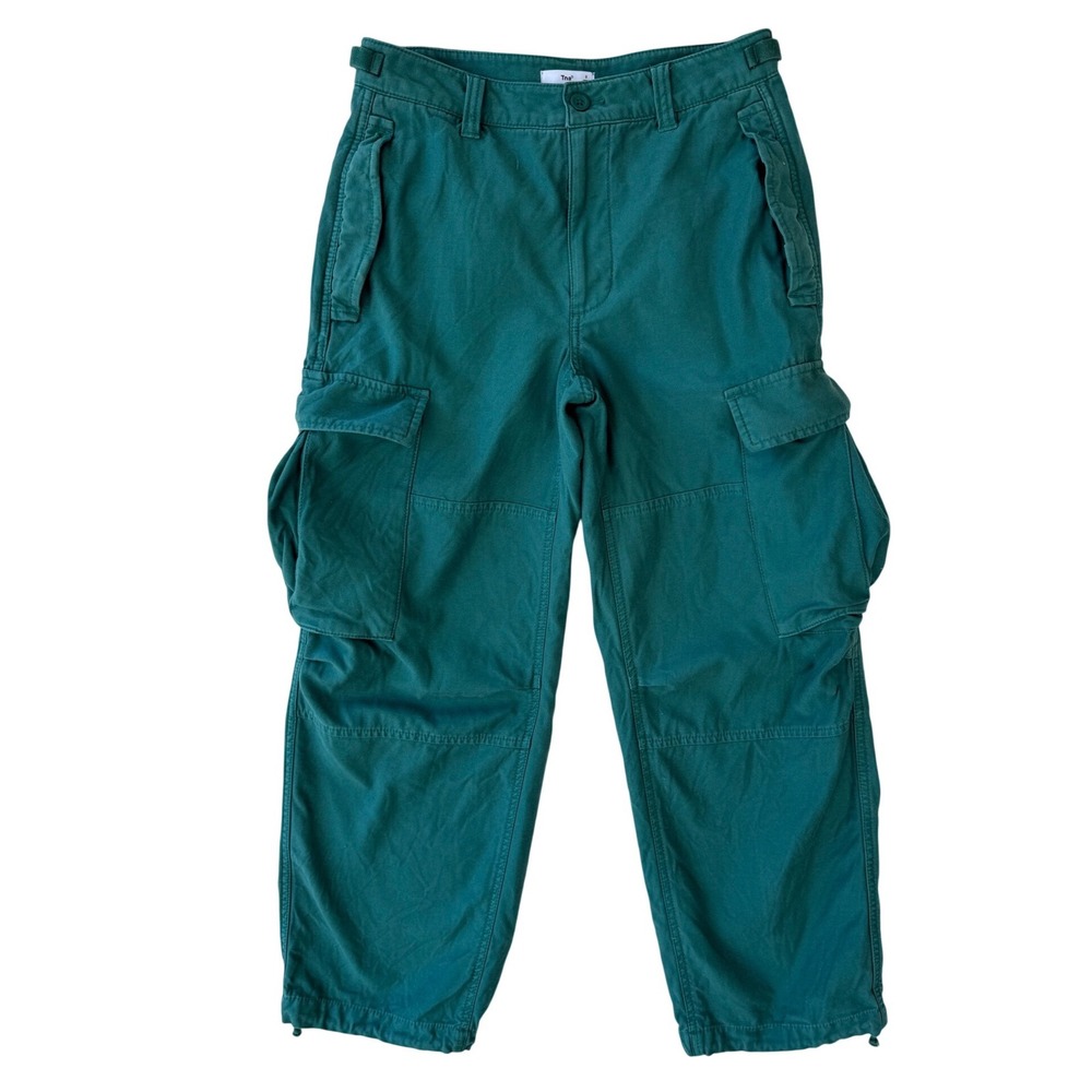 TNA Aritzia Green Cotton Cargo Utility Pants Women's Size 2 Adjustable Hem